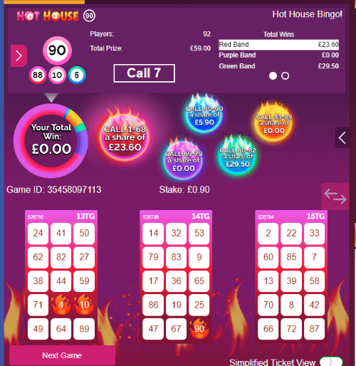 Gala Hot House Bingo