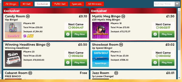 Exclusive Bingo Rooms
