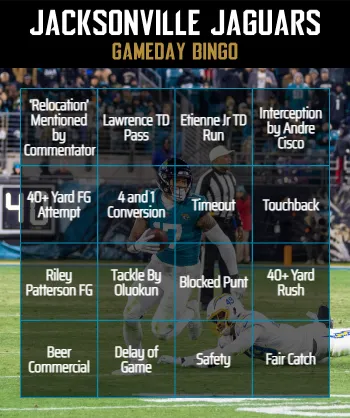 Jacksonville Jaguars Gameday Bingo