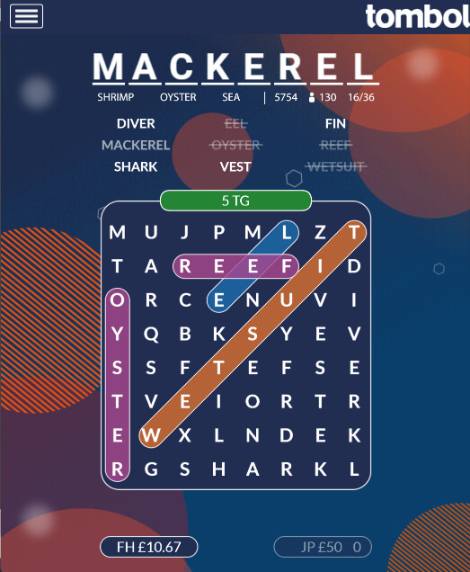 tombola Wordsearch