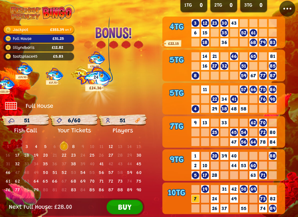 Fishin Frenzy Bingo game