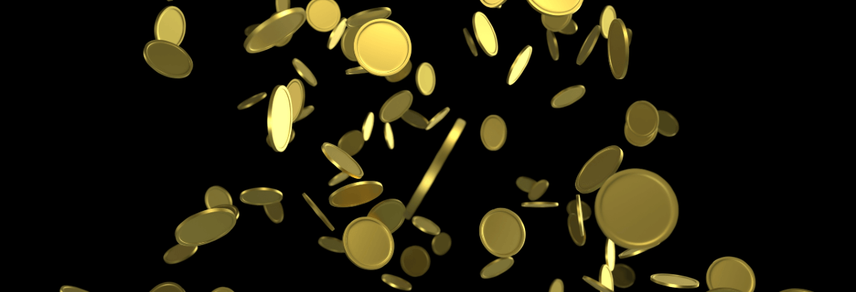 Falling golden coins