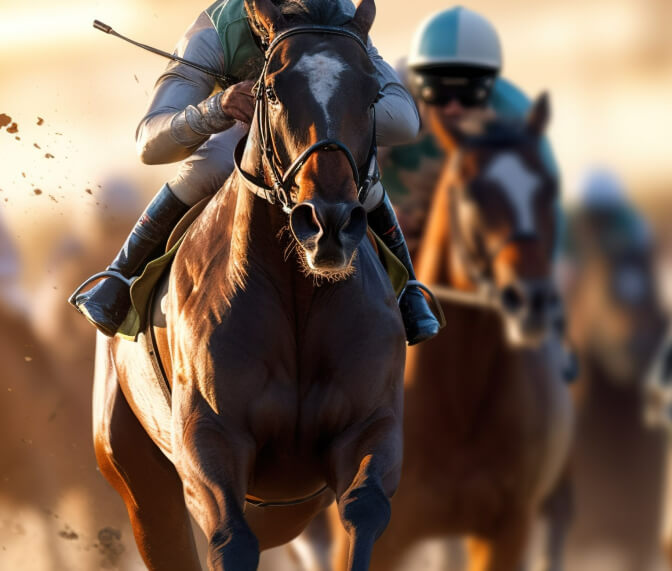 Body shot of racehorses