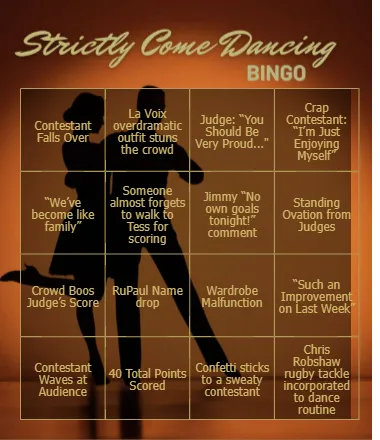 Strictly Come Dancing Bingo