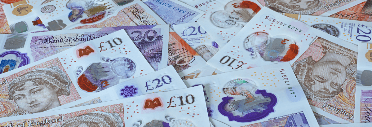 Pile of UK currency