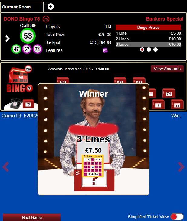 Classic Deal or No Deal Bingo at Playtech