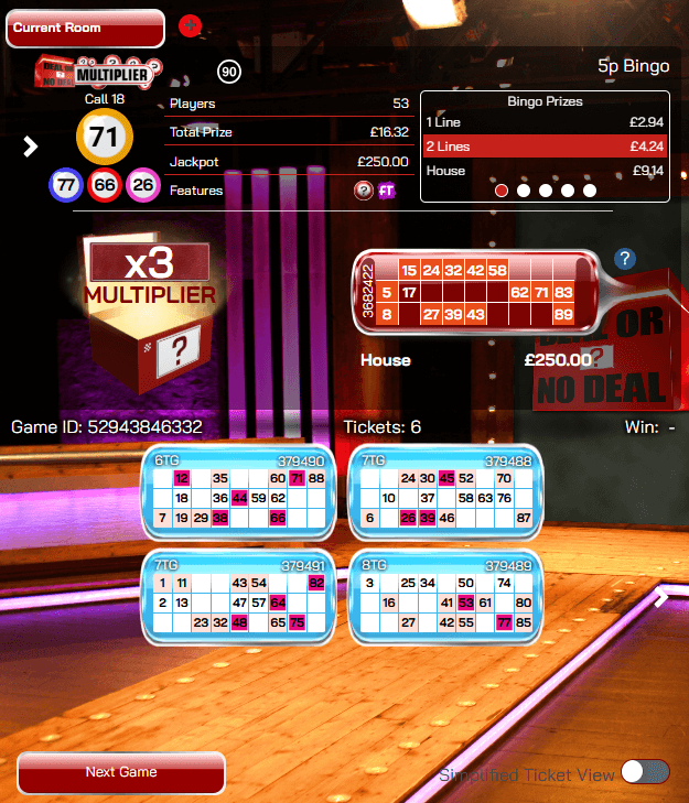 Deal Or No Deal Multiplier Bingo