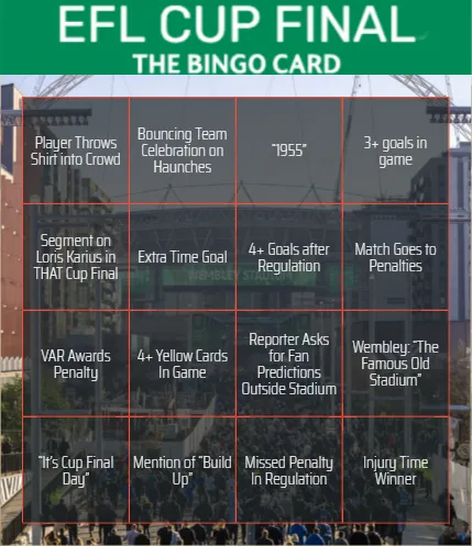 EFL Cup Bingo Cards
