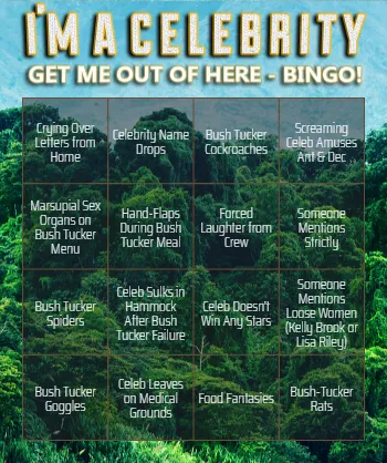 I’m a Celebrity Get Me Out of Here Bingo