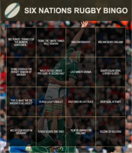 Six Nations Rugby Bingo Cards