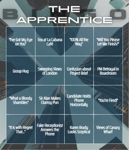 The Apprentice Bingo Cards