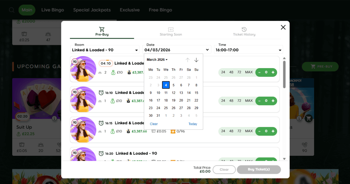 Dragonfish Bingo Prebuy Screen