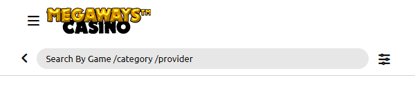 Megaways Casino lobby search box