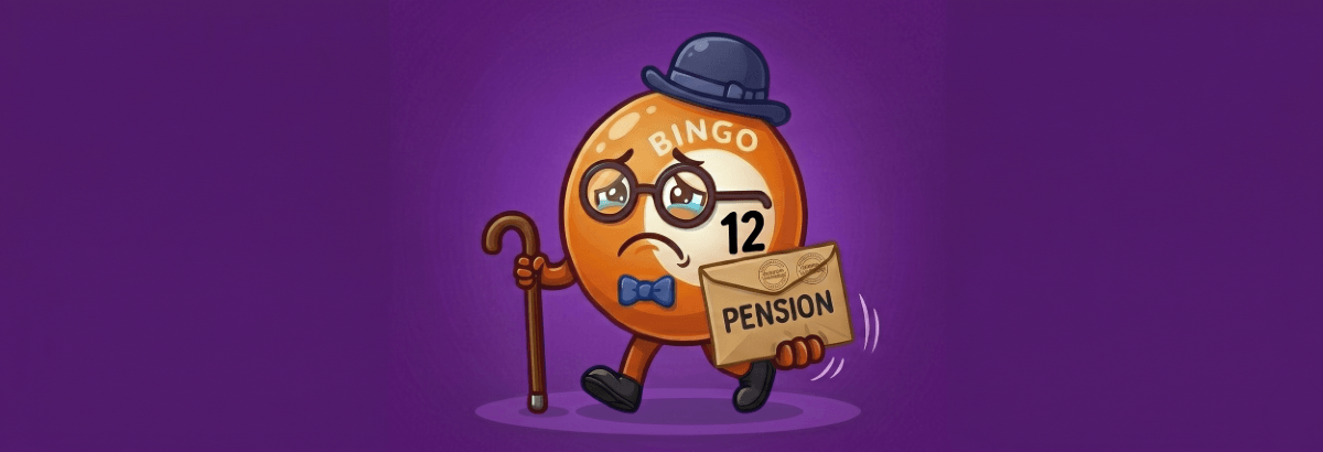 A bingo ball carrying an envelope that says PENSION